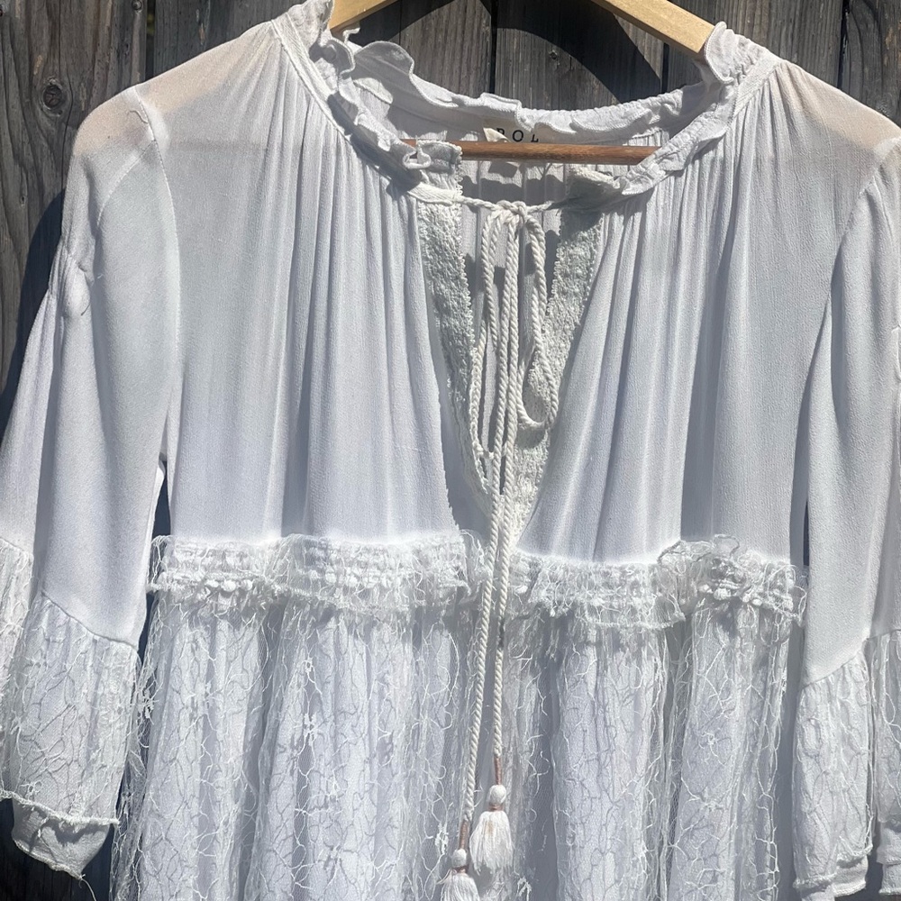 POL Lace Ruffled Peasant Blouse - Picture 8 of 13